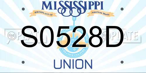 S0528D Mississippi License Plate