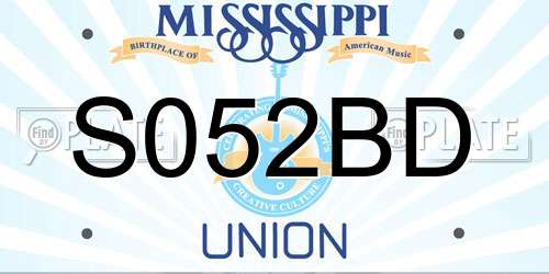 S052BD Mississippi License Plate