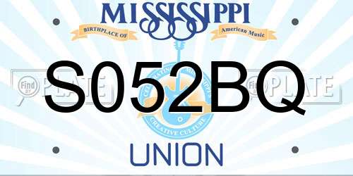 S052BQ Mississippi License Plate
