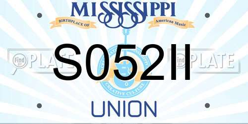 S052II Mississippi License Plate