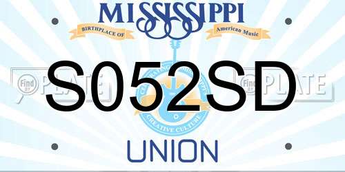 S052SD Mississippi License Plate