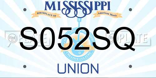 S052SQ Mississippi License Plate