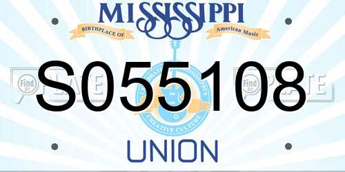 S055108 Mississippi License Plate