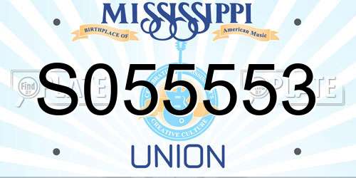 S055553 Mississippi License Plate