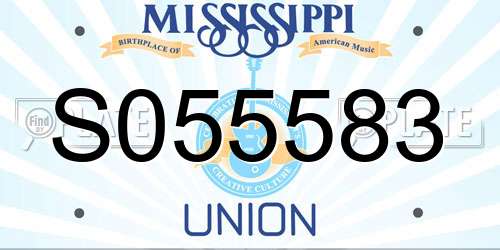 S055583 Mississippi License Plate