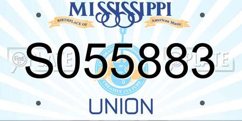 S055883 Mississippi License Plate