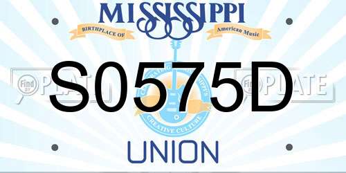 S0575D Mississippi License Plate