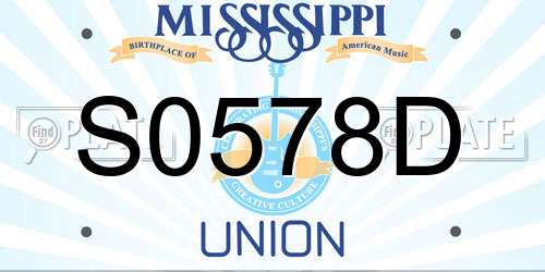 S0578D Mississippi License Plate