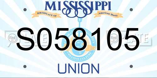 S058105 Mississippi License Plate