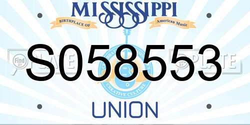 S058553 Mississippi License Plate