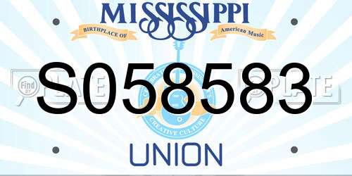 S058583 Mississippi License Plate