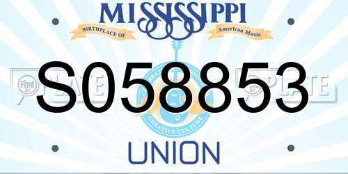S058853 Mississippi License Plate