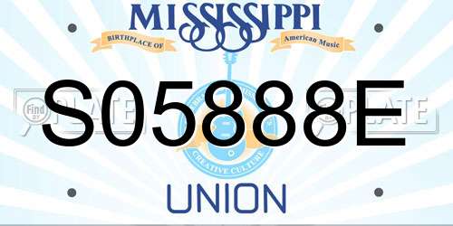 S05888E Mississippi License Plate