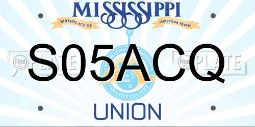 S05ACQ Mississippi License Plate