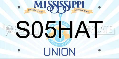 S05HAT Mississippi License Plate