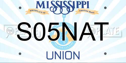 S05NAT Mississippi License Plate