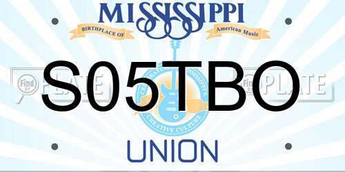 S05TBO Mississippi License Plate
