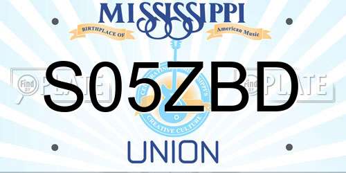 S05ZBD Mississippi License Plate
