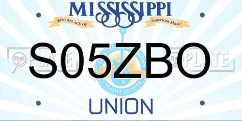 S05ZBO Mississippi License Plate