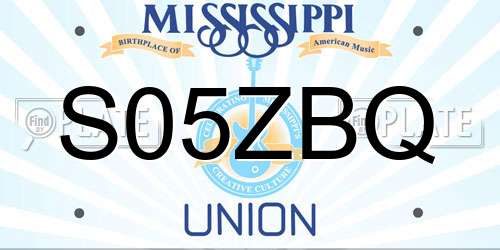 S05ZBQ Mississippi License Plate