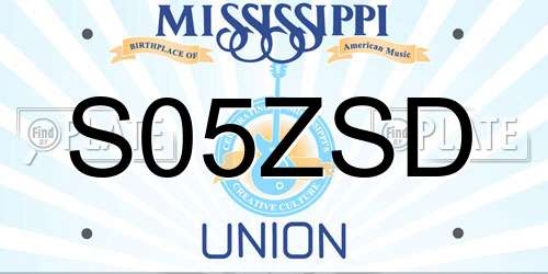 S05ZSD Mississippi License Plate