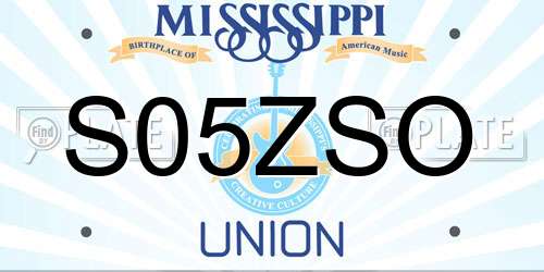 S05ZSO Mississippi License Plate