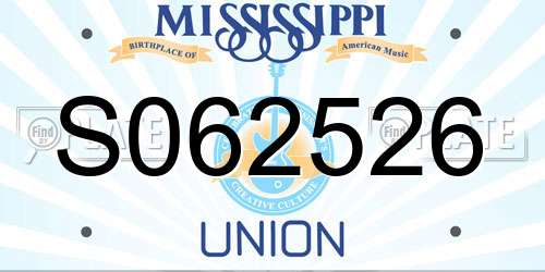S062526 Mississippi License Plate
