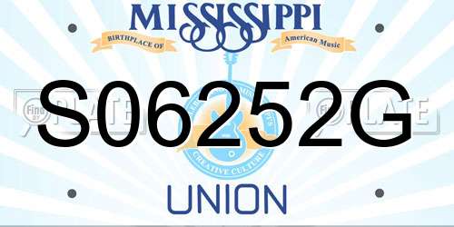 S06252G Mississippi License Plate
