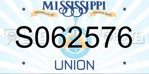 S062576 Mississippi License Plate