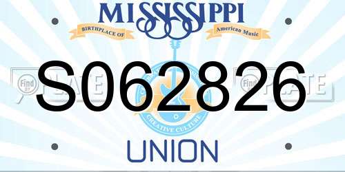 S062826 Mississippi License Plate