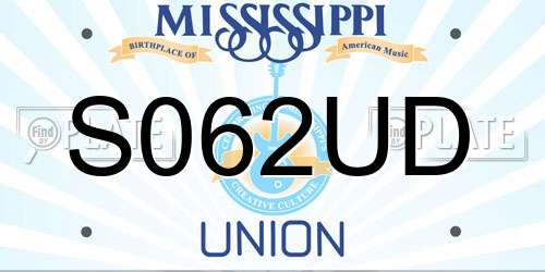 S062UD Mississippi License Plate