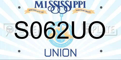 S062UO Mississippi License Plate