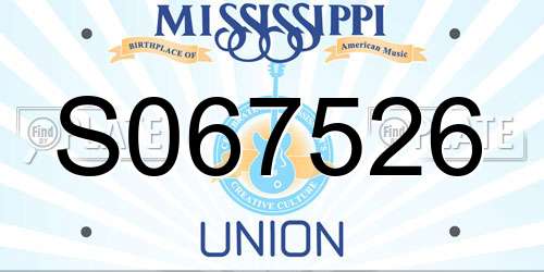 S067526 Mississippi License Plate