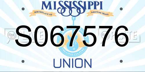 S067576 Mississippi License Plate
