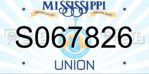S067826 Mississippi License Plate