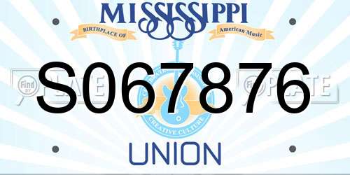S067876 Mississippi License Plate
