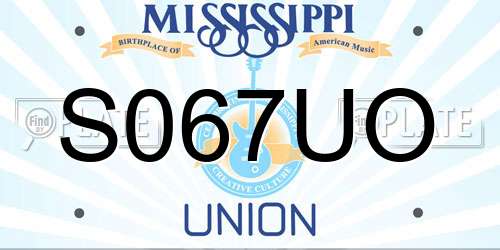 S067UO Mississippi License Plate