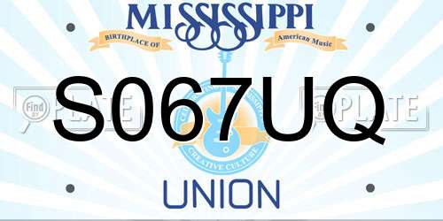 S067UQ Mississippi License Plate