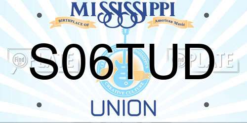 S06TUD Mississippi License Plate