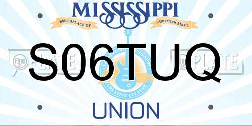 S06TUQ Mississippi License Plate