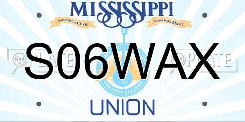 S06WAX Mississippi License Plate
