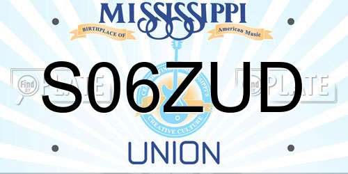 S06ZUD Mississippi License Plate