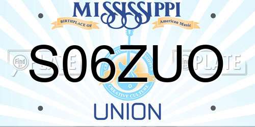 S06ZUO Mississippi License Plate