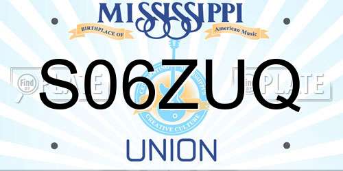 S06ZUQ Mississippi License Plate