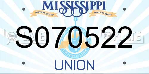 S070522 Mississippi License Plate