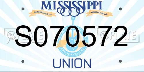 S070572 Mississippi License Plate