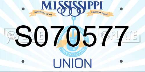S070577 Mississippi License Plate