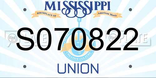S070822 Mississippi License Plate
