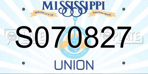 S070827 Mississippi License Plate