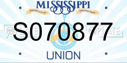S070877 Mississippi License Plate